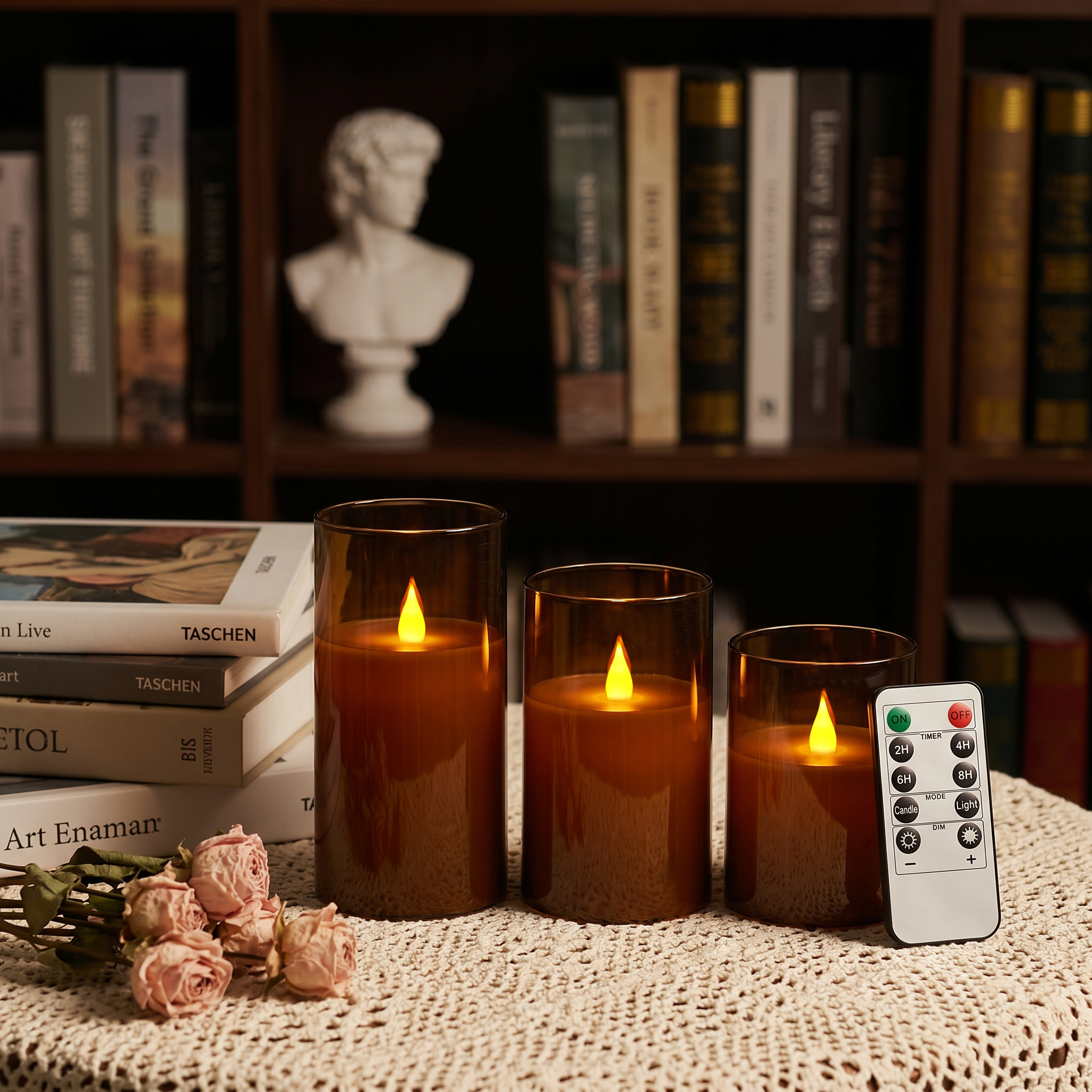 3-Piece LED Flame-Free Candle  - Holiday Candle Set ulasan dan harga