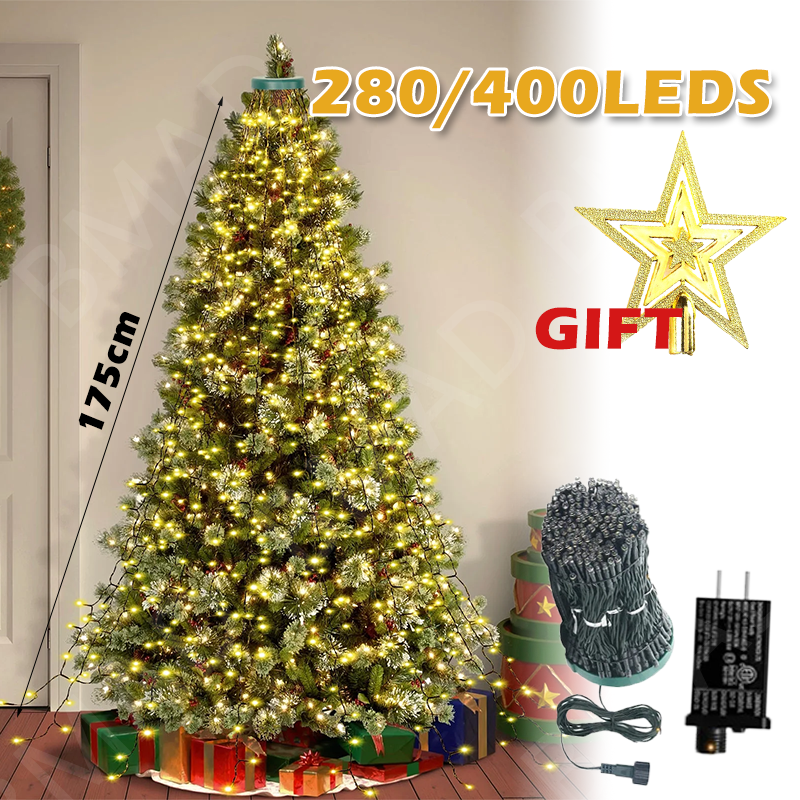 Christmas Tree Waterfall Light - Star Tree Topper ulasan dan harga