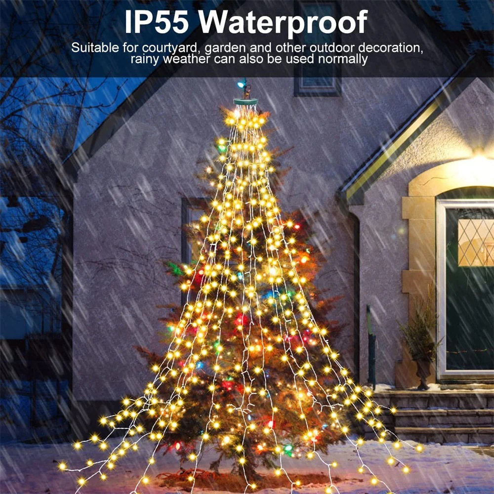 Christmas Tree Waterfall Light - Star Tree Topper ulasan dan harga