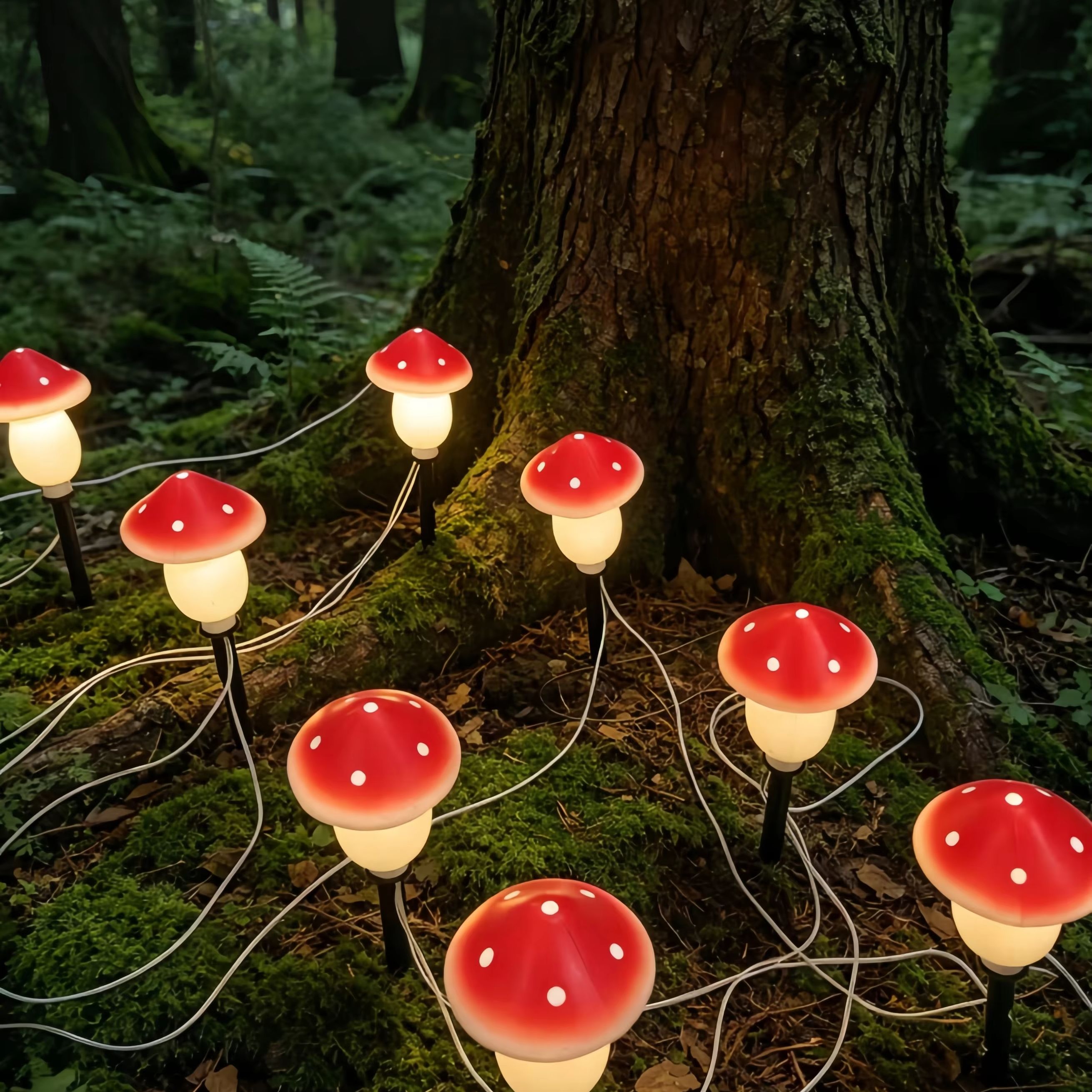Solar Mushroom String Lights W - Christmas Lights Outdoor ulasan dan harga