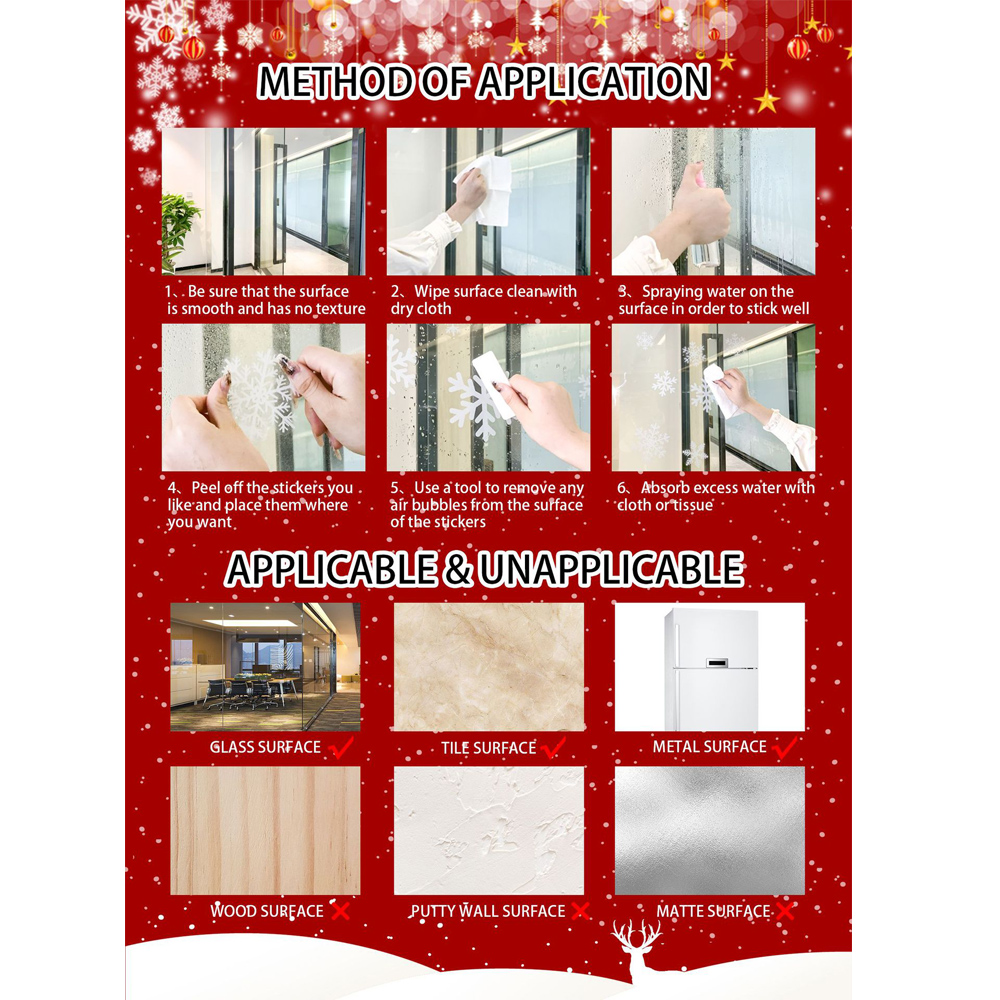 Removable Christmas PVC Static - Snowflake Window Decal ulasan dan harga