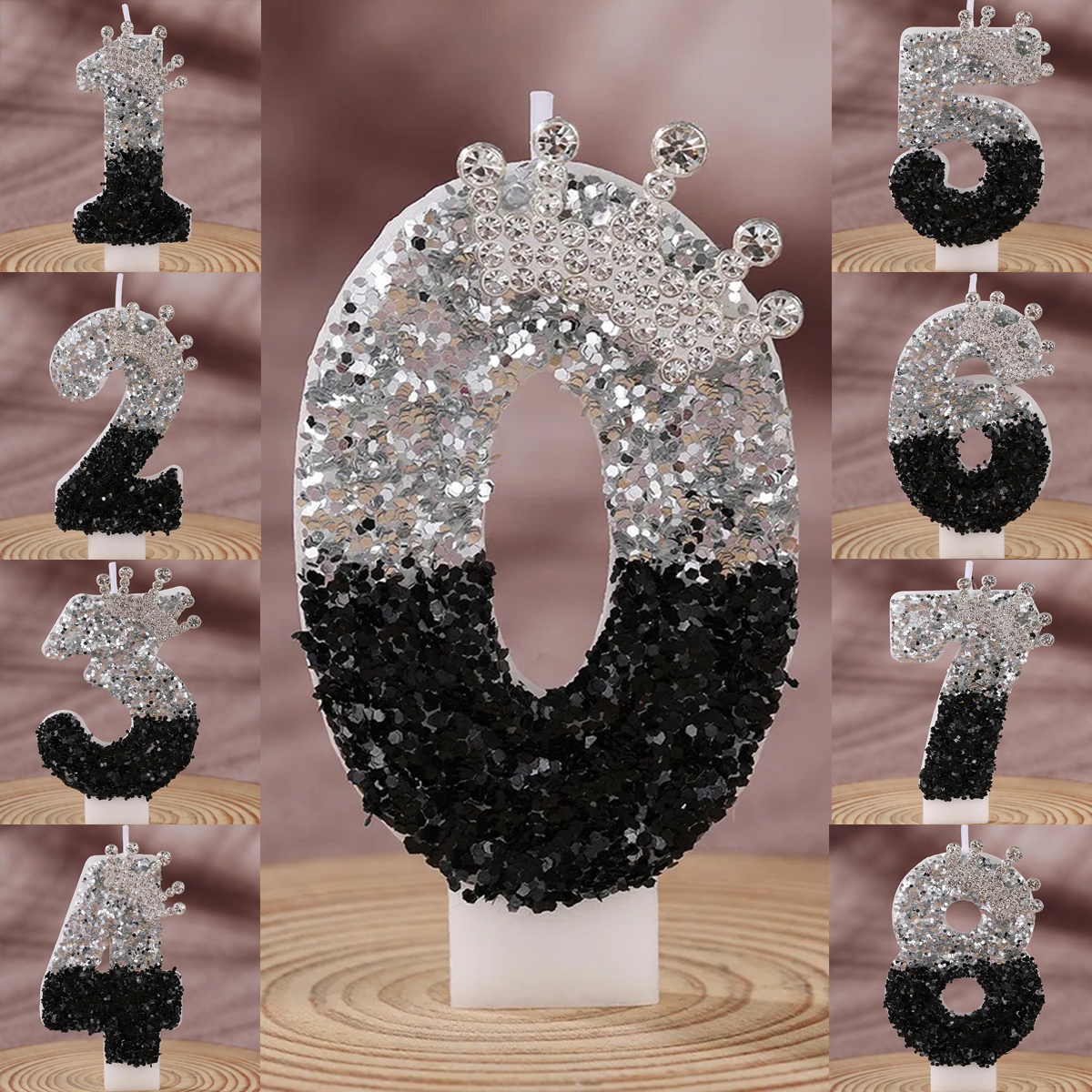 Black Silver Gradient Crown Ha - Holiday Candle Set ulasan dan harga
