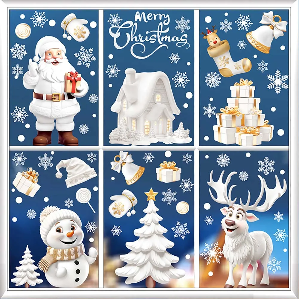 9pcs/set Christmas Window Stic - Snowflake Window Decal ulasan dan harga