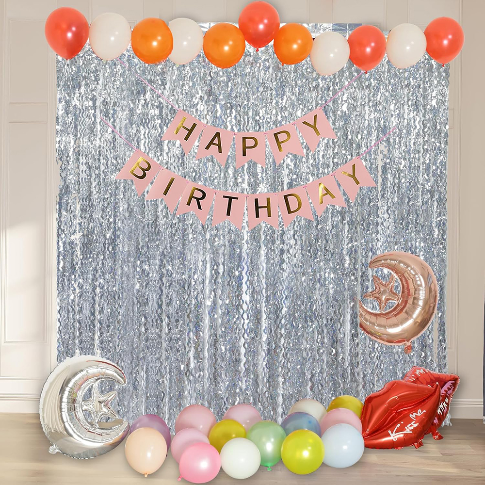 2Packs Teal Blue Pink Foil Cur - Tinsel Garland Decoration ulasan dan harga